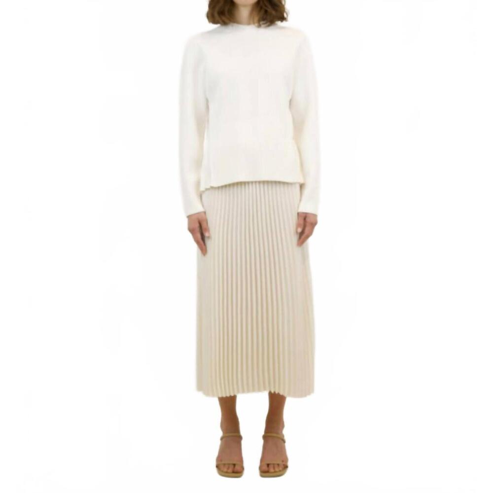 NEW SIMKHAI valor midi chevron pleated skirt in ivory